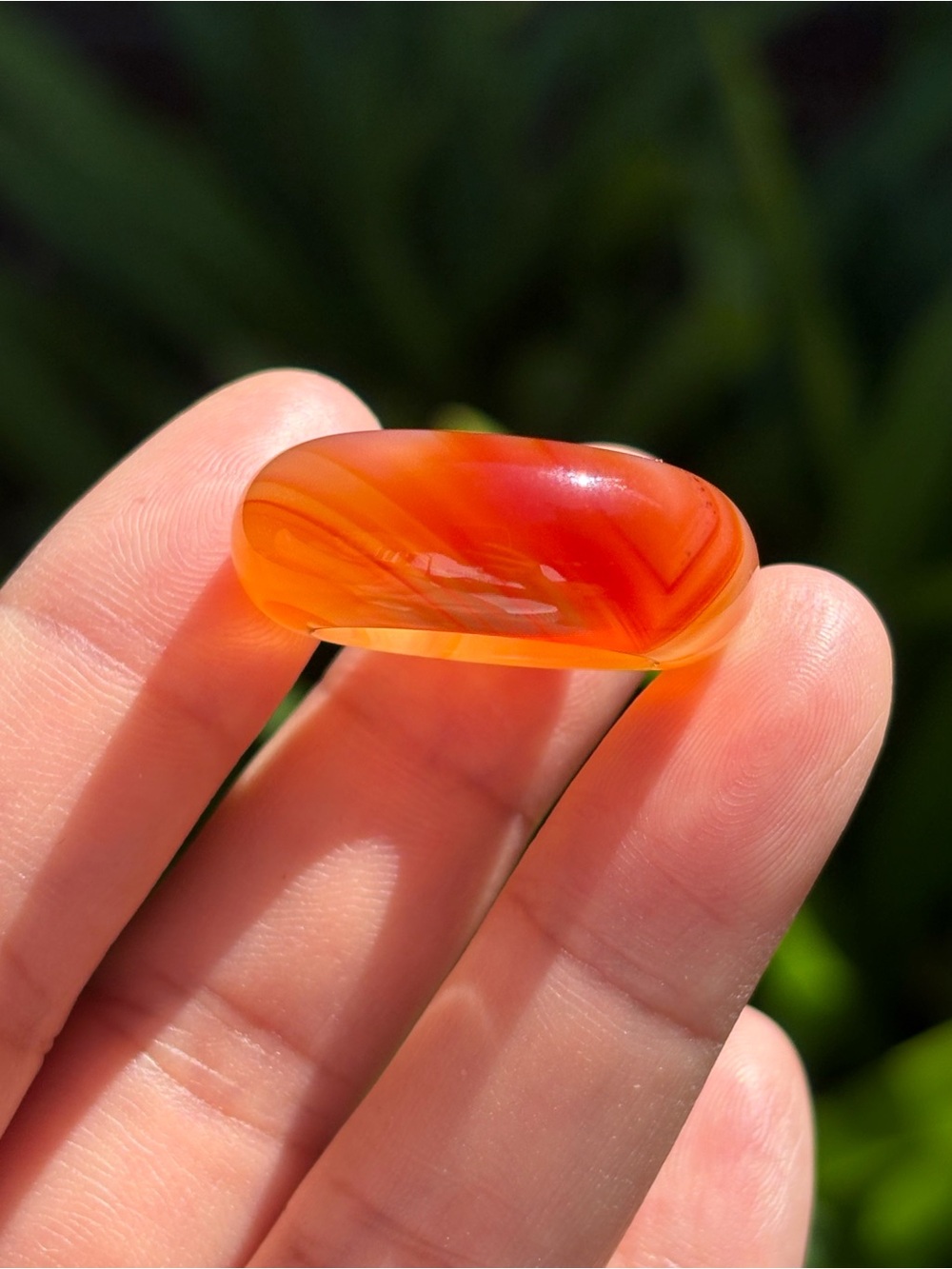 SIZE 7.5 Natural Red Banded Agate Dome Ring 2619